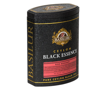 Lata Basilur Té negro Black essence rosa bergamota 75 Grs
