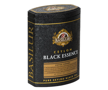 Lata Basilur Té negro Black essence café y caramelo 75 Grs