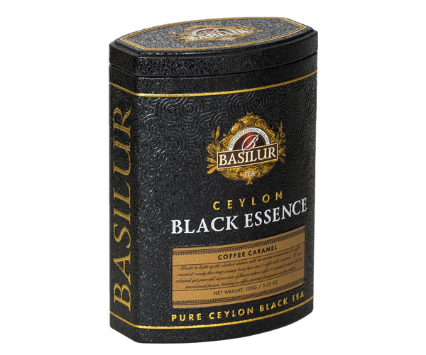 Lata Basilur Té negro Black essence café y caramelo 75 Grs