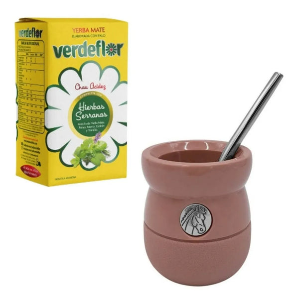 Pack Yerba Mate Verdeflor Hierbas Serranas con Matero Zaino