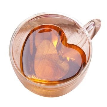 Taza de Vidrio Corazón Doble Fondo