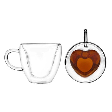 Taza de Vidrio Corazón Doble Fondo