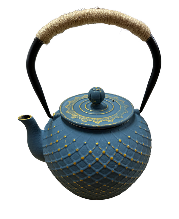 Tetera de Hierro Azul Puntos Dorados 1200ml