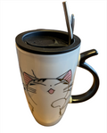 Mug Gato con Cuchara y Bombilla