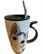 Mug Gato con Cuchara y Bombilla