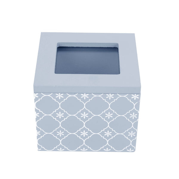 CAJA DE TE 1 COMPARTIMENTO HOMEWELL GRIS CON BLANCO 8*9*7