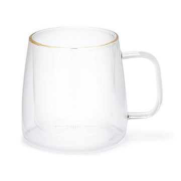 Taza Adagio Doble Vidrio Borde Dorado 400 ml