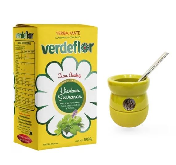 Pack Yerba Mate Verdeflor Hierbas Serranas con Matero Zaino