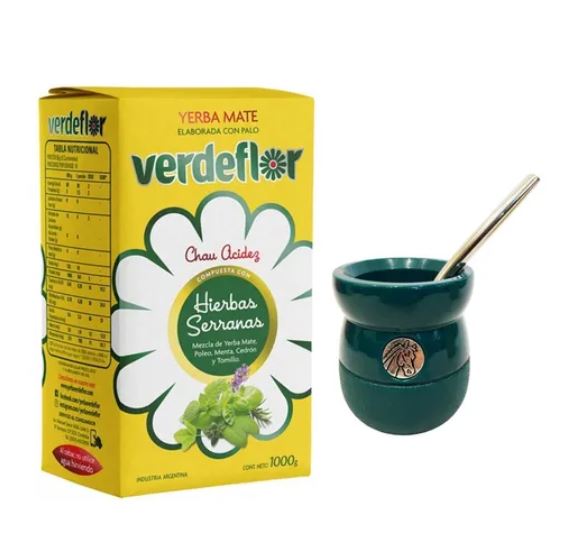 Pack Yerba Mate Verdeflor Hierbas Serranas con Matero Zaino